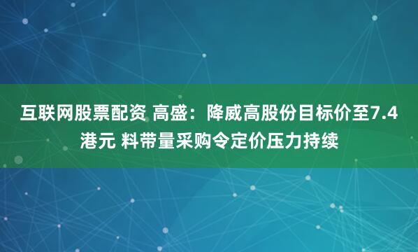 互联网股票配资 高盛：降威高股份目标价至7.4港元 料带量采购令定价压力持续